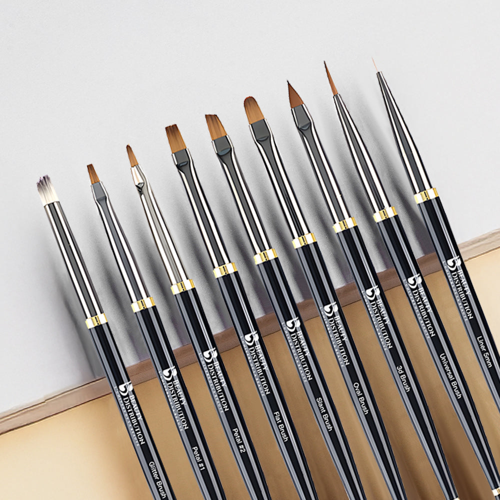 Kit de Pinceaux Nail Art Black Fish - 12 pièces