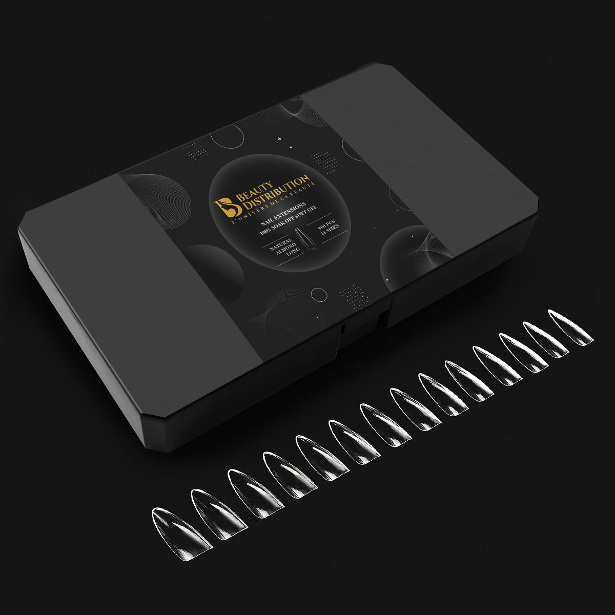 Capsules Premium Almond Long-Pro Courbure Prononcée - Kit Pro 600 pcs Gel X