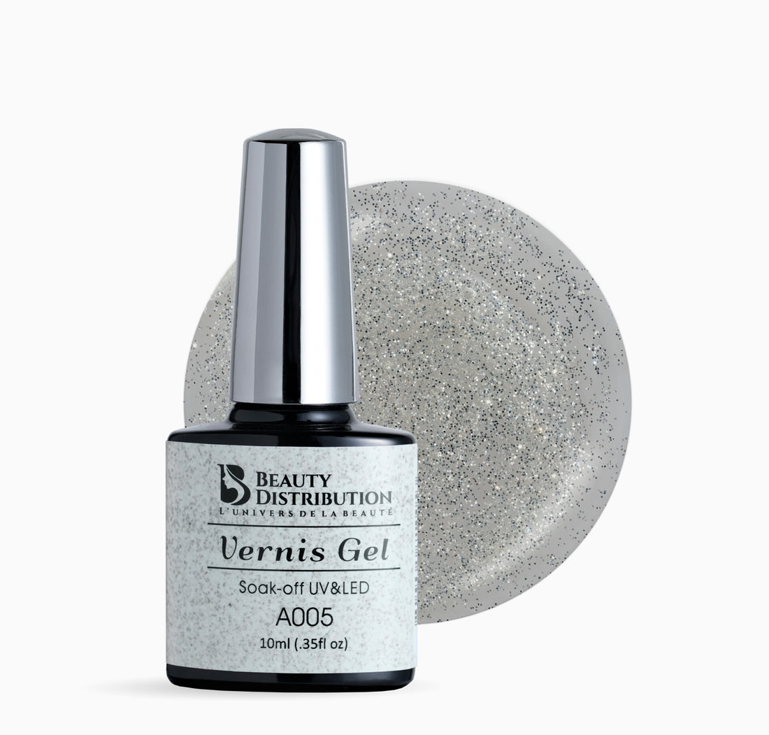 Vernis Semi-Permanent A005 Pailleté Argent - Beauty Distribution