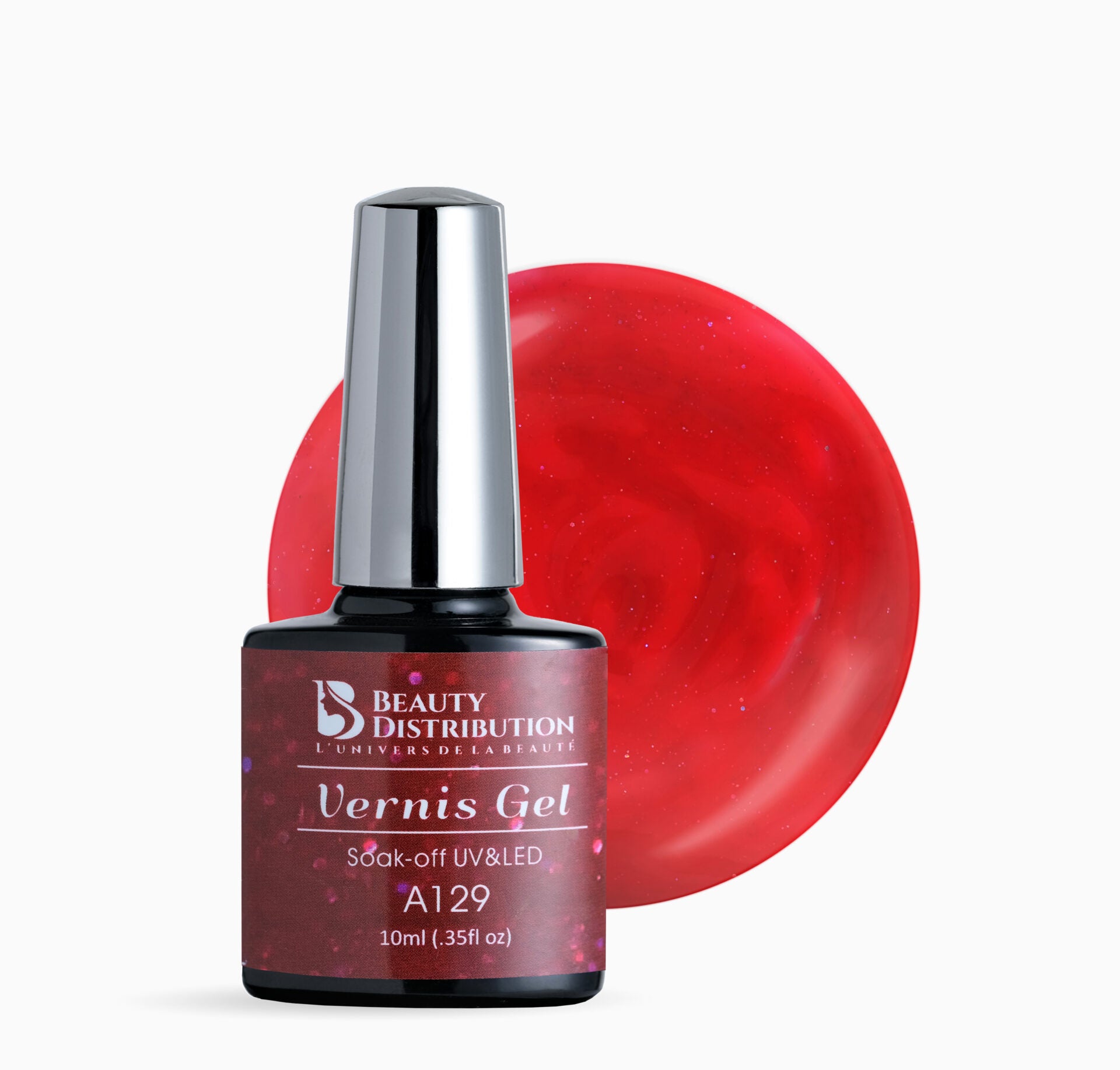 Vernis Semi-Permanent A129 Beauty Distribution : Le Rouge Scintillant Professionnel