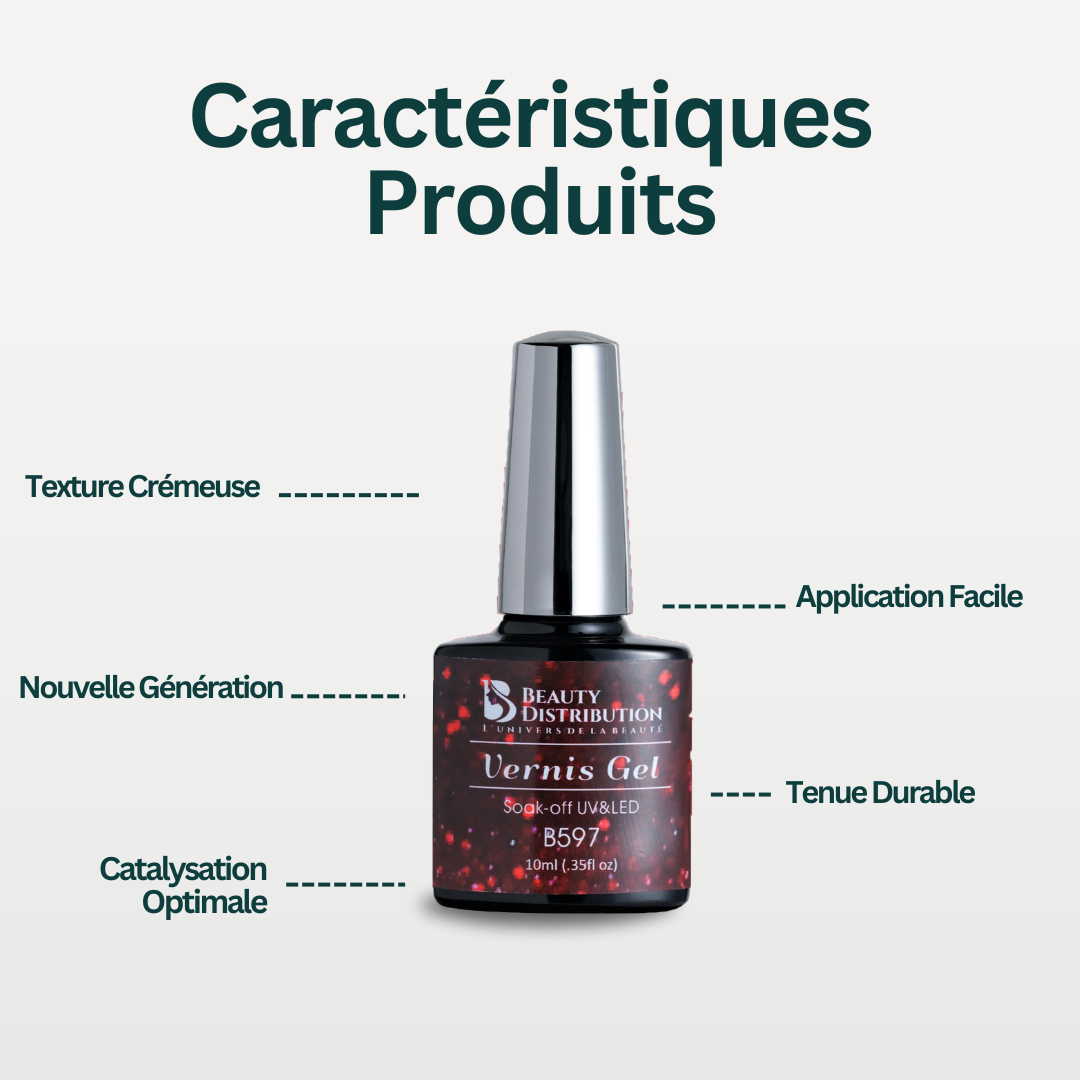 Esmalte en gel Road Trip Red Glitter B597