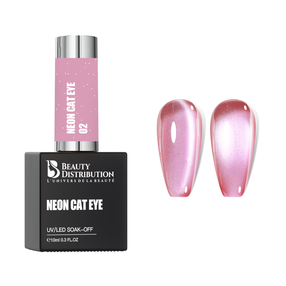 Gel Polish Neon Cat Eye Rose Éclat Passionné 02