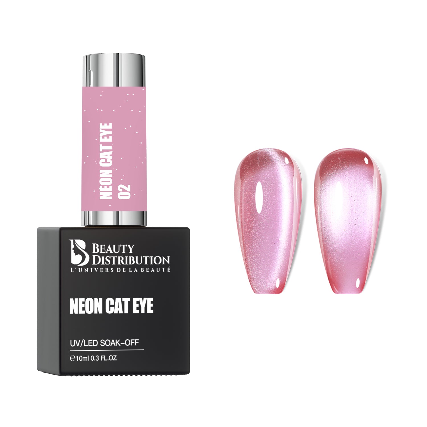 Gel Polish Neon Cat Eye Rose Éclat Passionné 02