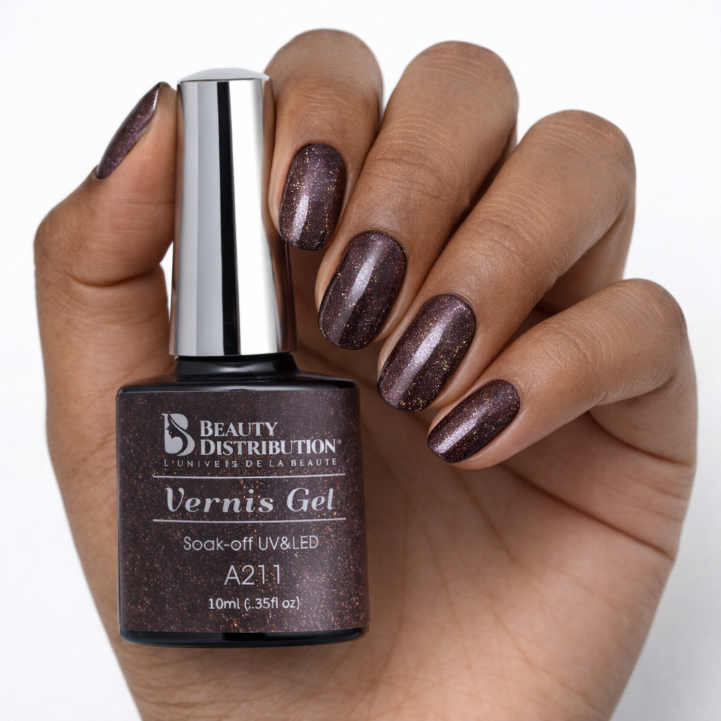 Vernis Semi-Permanent A211 Éclat Chocolat Scintillant
