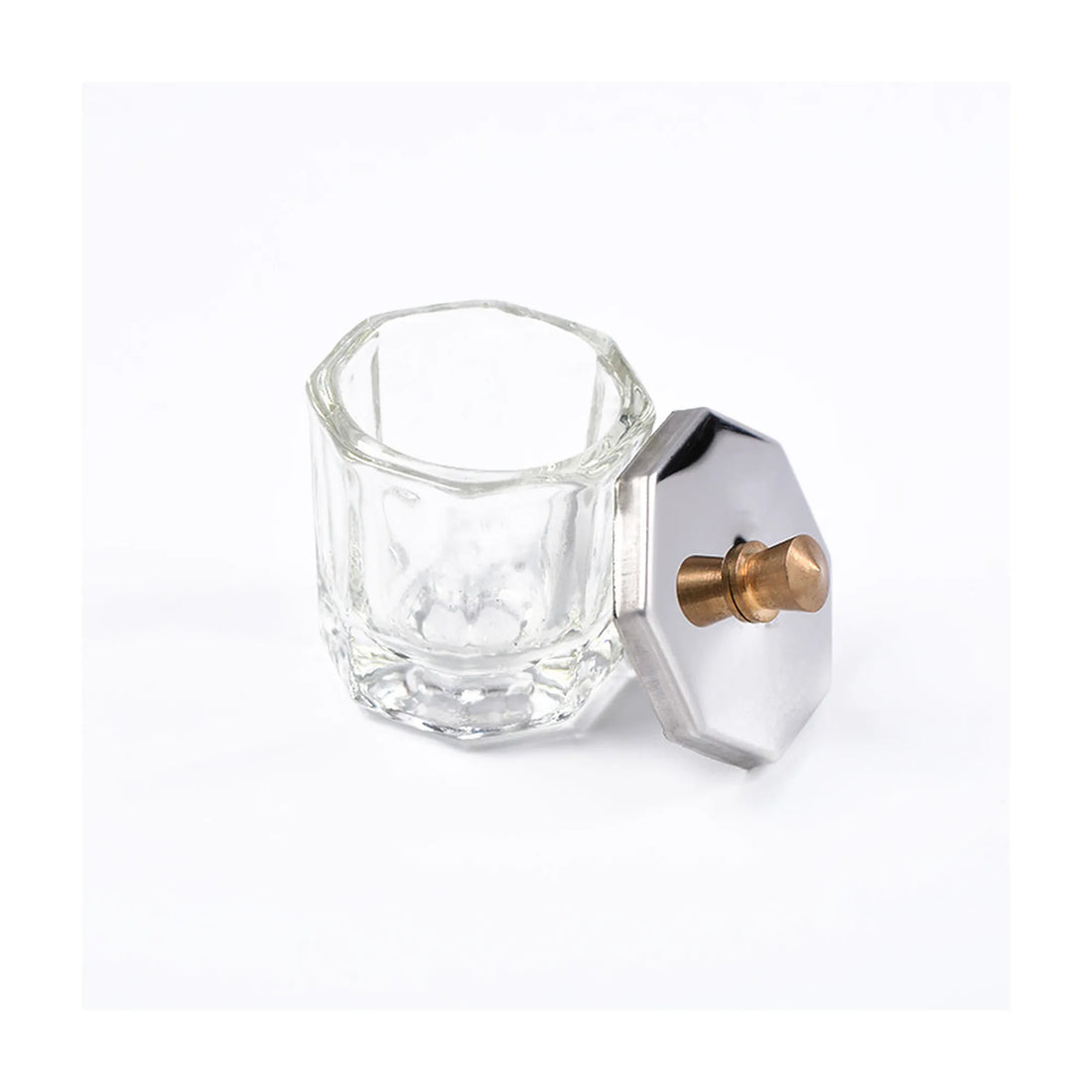 Godet en Verre Octogonal avec Couvercle Métal