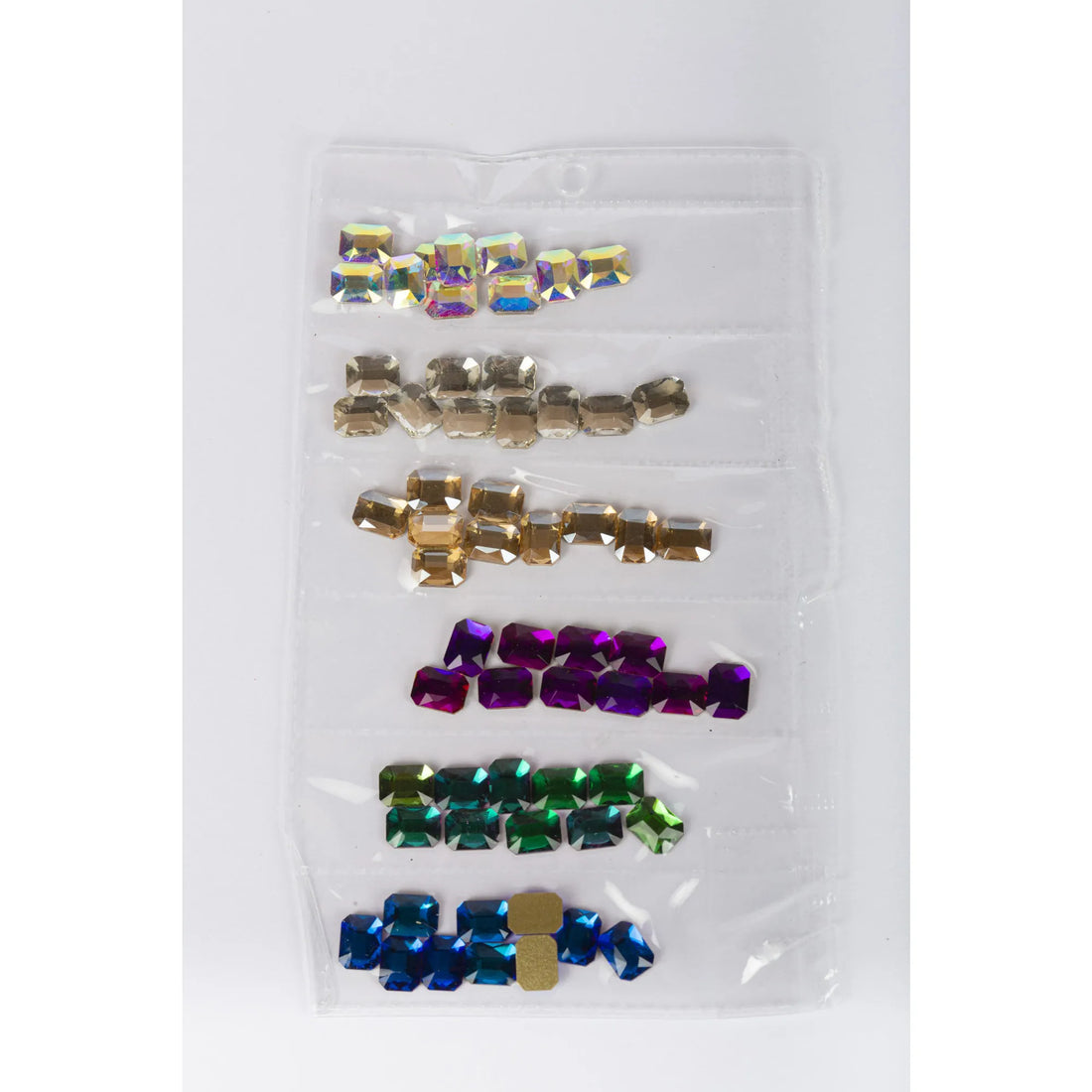 Kit Strass Nail Art Rectangles Effet Pierres Précieuses - 6 Couleurs