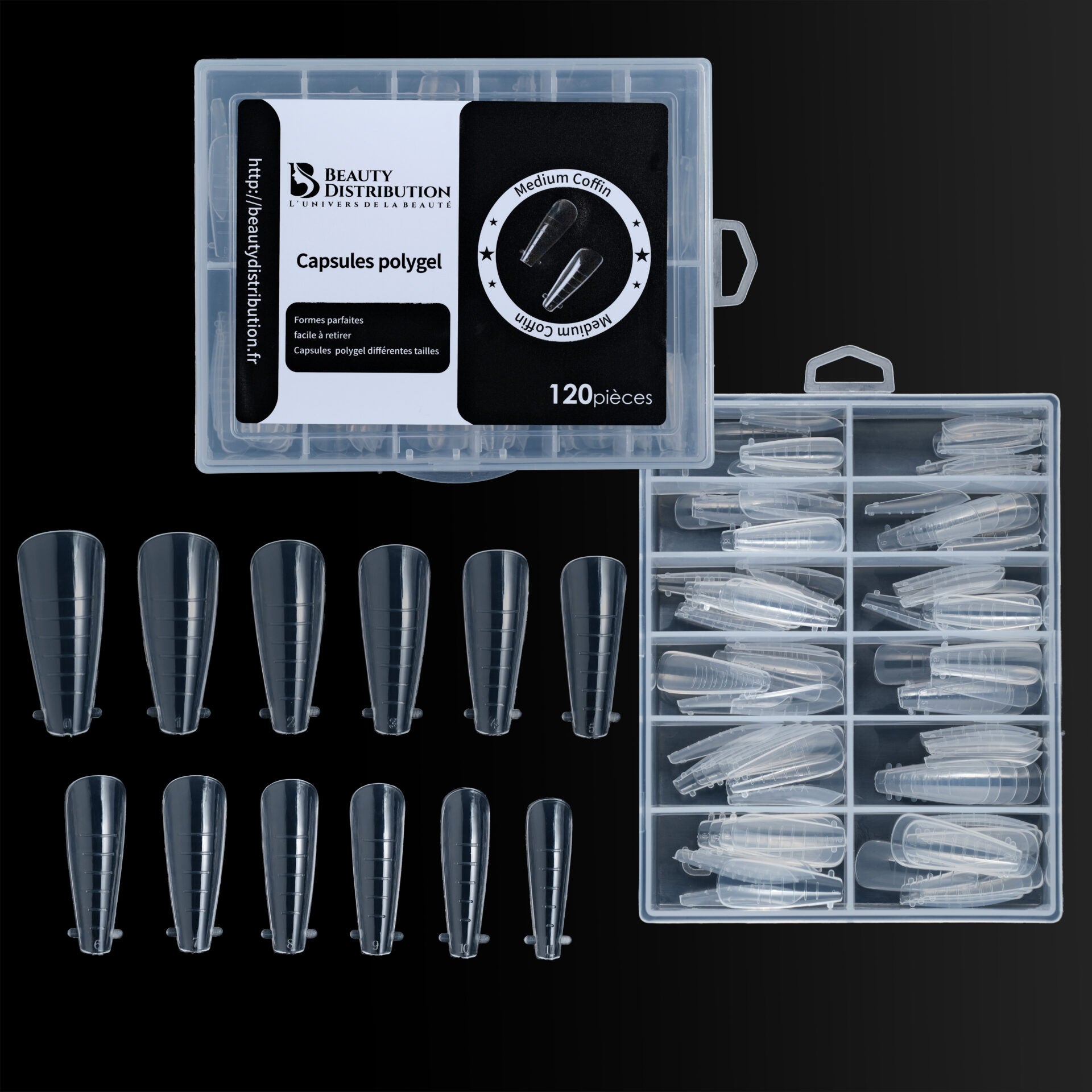 Capsules Polygel Medium Coffin 120 pcs