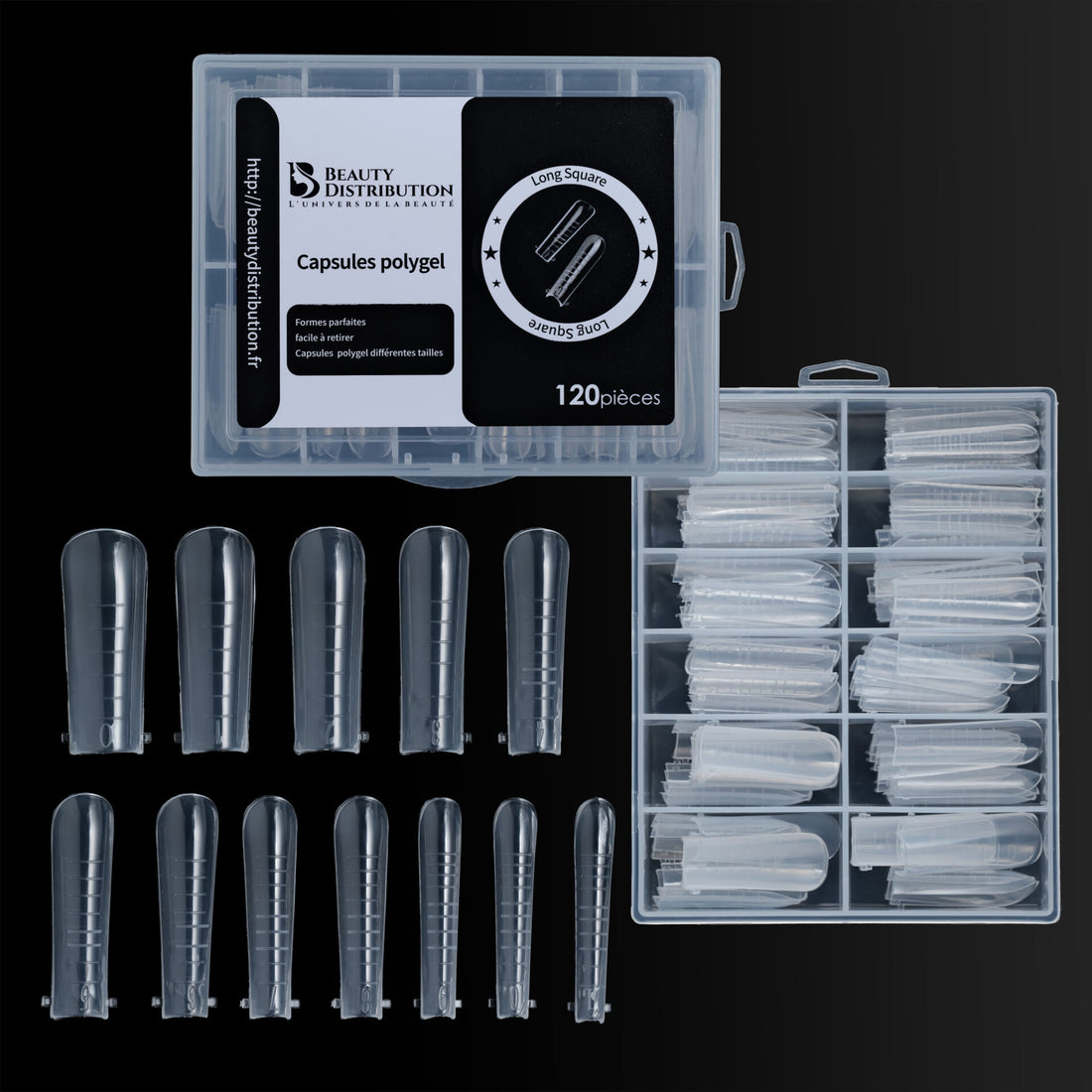 Capsules Polygel Long Square 120 pcs