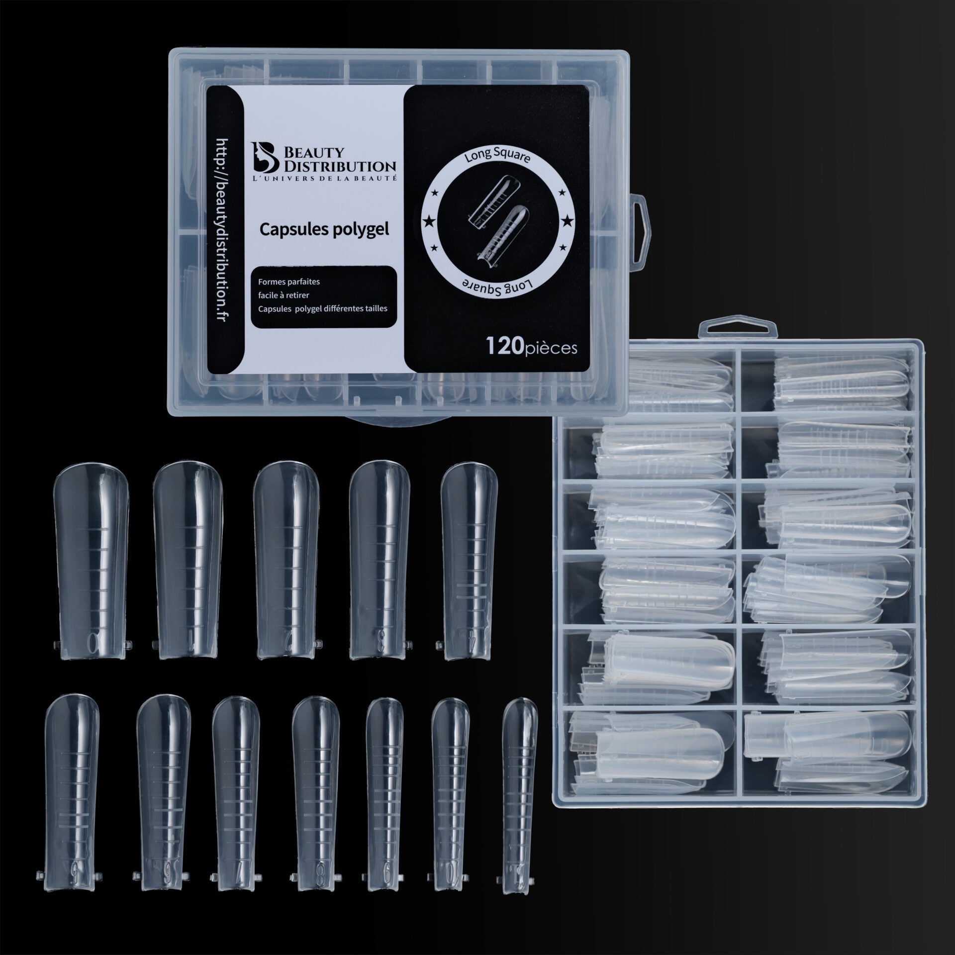 Polygel Long Square capsules 120 pcs
