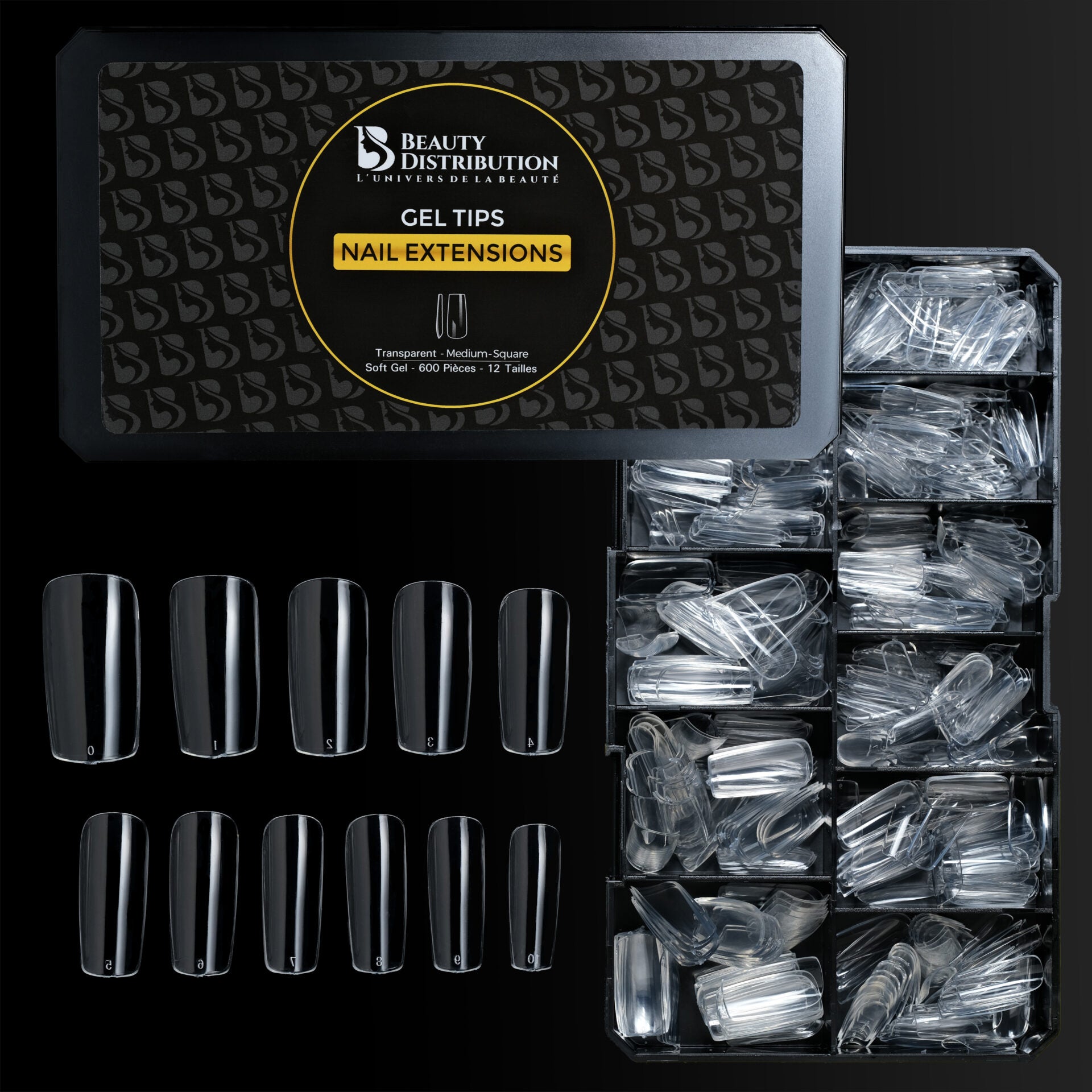 CAPSULES GEL-X CARRE MEDIUM 12 TAILLES 600 PCS