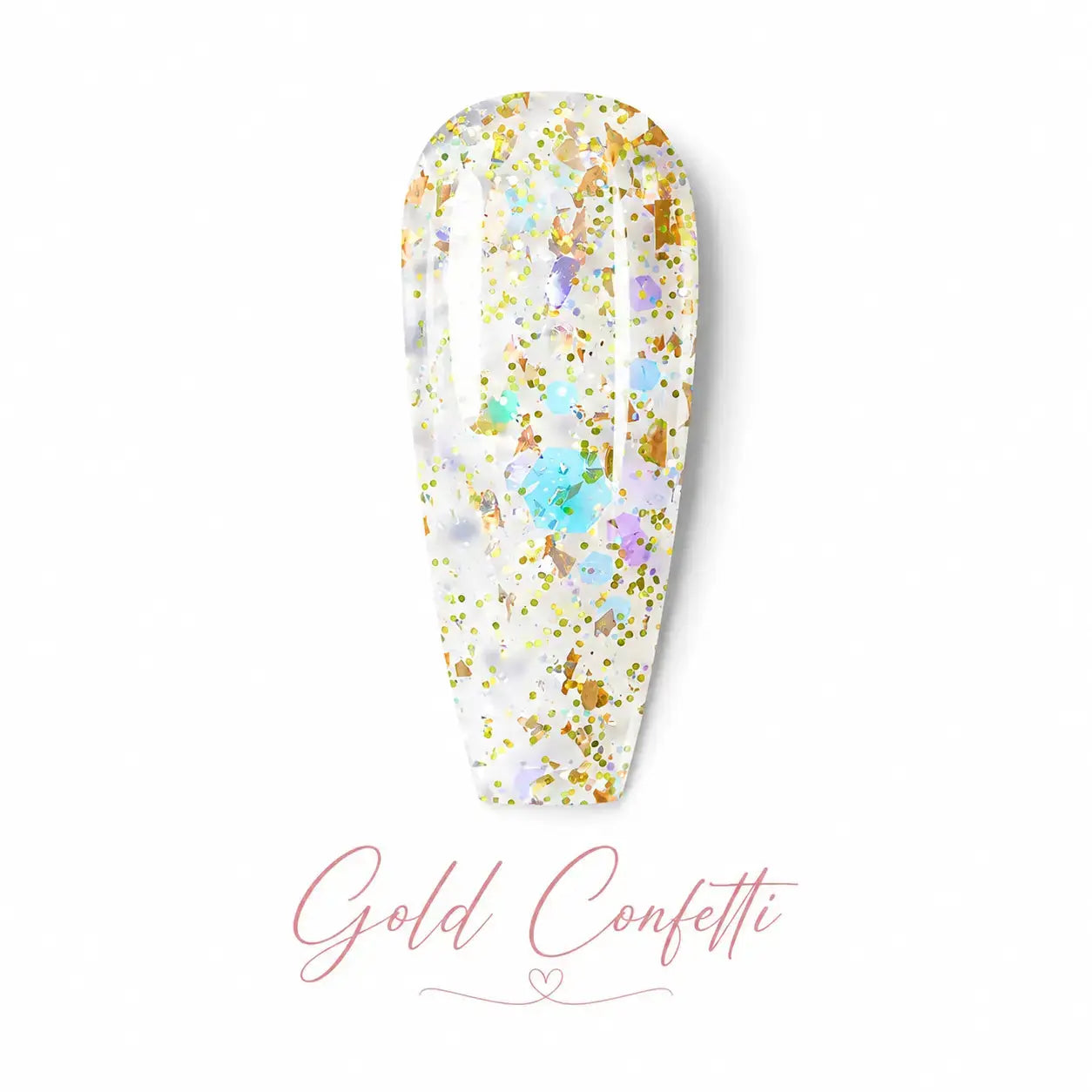 Capsule Gold Confetti transparente avec paillettes dorées et éclats irisés