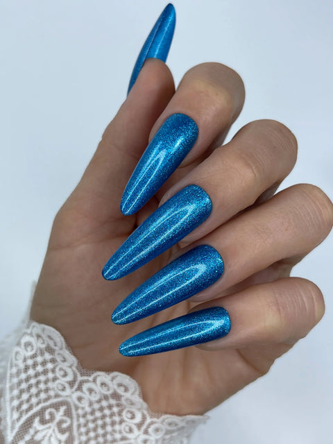 Vernis Semi-Permanent UV/LED A221 Bleu Lagon Pailleté  Beauty Distribution - Beauty Distribution