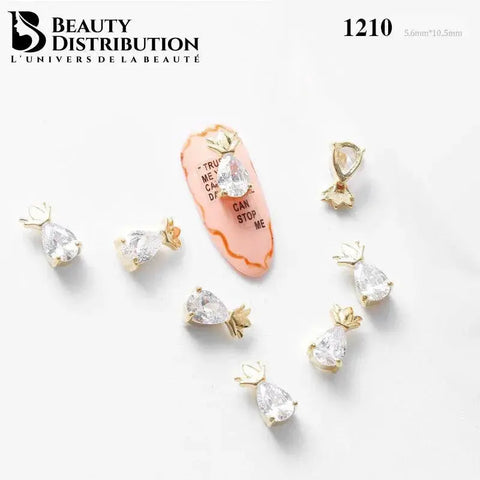 Bijoux d'Ongles Goutte Impériale" Strass 1210  Éclat Zircon & Couronne Gold Beauty Distribution