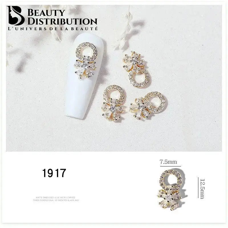 3 Bijoux d'Ongles "Royal Halo" Strass 1917 – L'Éclat Zircon & Design Floral Beauty Distribution