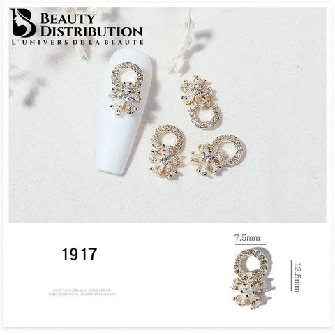 3 Bijoux d'Ongles "Royal Halo" Strass 1917 – L'Éclat Zircon & Design Floral Beauty Distribution