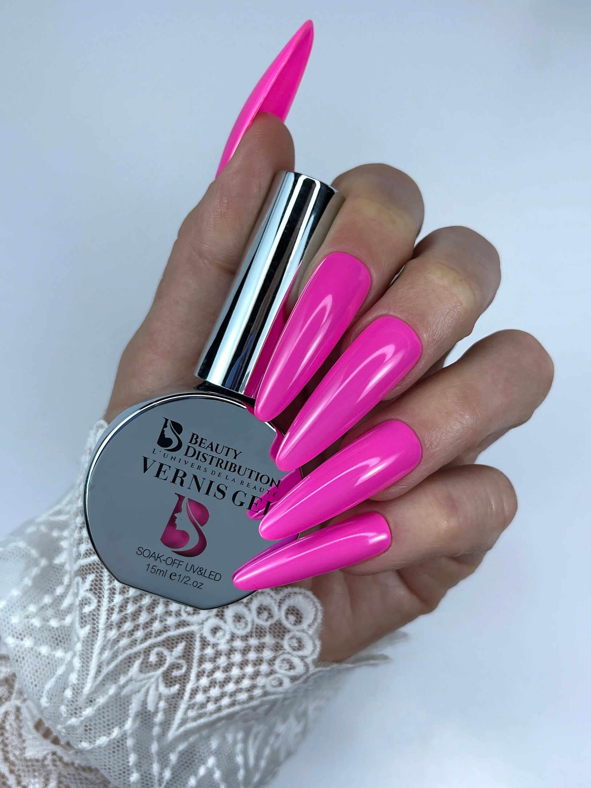 Vernis Semi-Permanent Gel UV LED 10ml – Teinte Néon 10 Rose Fluo Éclatant Beauty Distribution