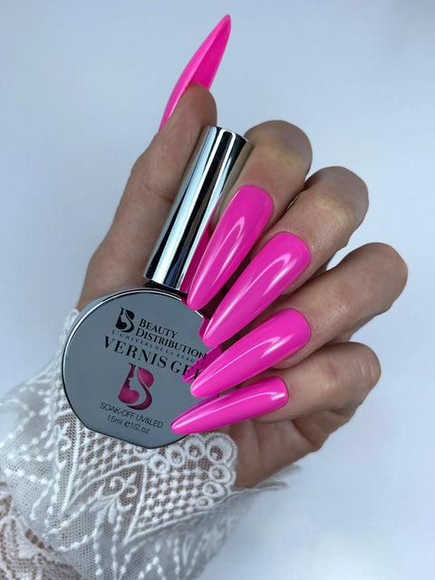 Vernis Semi-Permanent Gel UV LED 10ml – Teinte Néon 10 Rose Fluo Éclatant Beauty Distribution