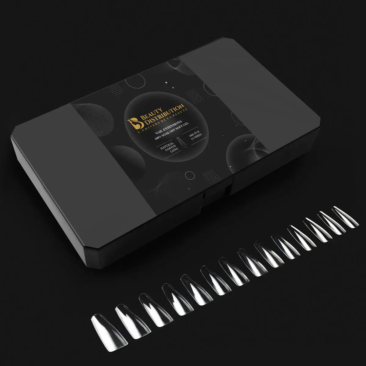 Capsules Prémium Ongles Gel Coffin Long Courbure Prononcée - Kit Pro 600 pcs Gel X Beauty Distribution