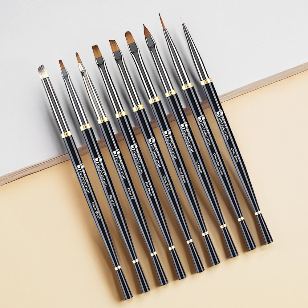 Kit de Pinceaux Nail Art Black Fish - 12 pièces