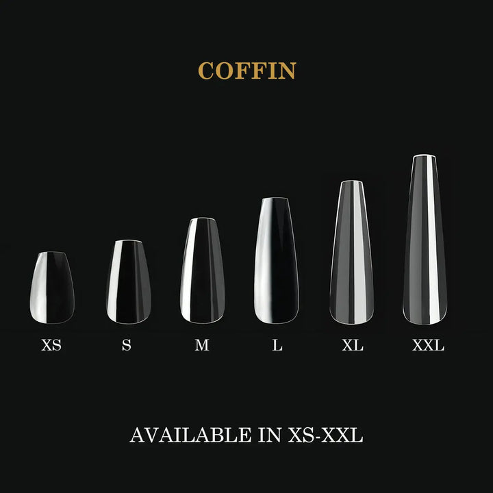 Capsules Prémium Ongles Gel Coffin Long Courbure Prononcée - Kit Pro 600 pcs Gel X Beauty Distribution