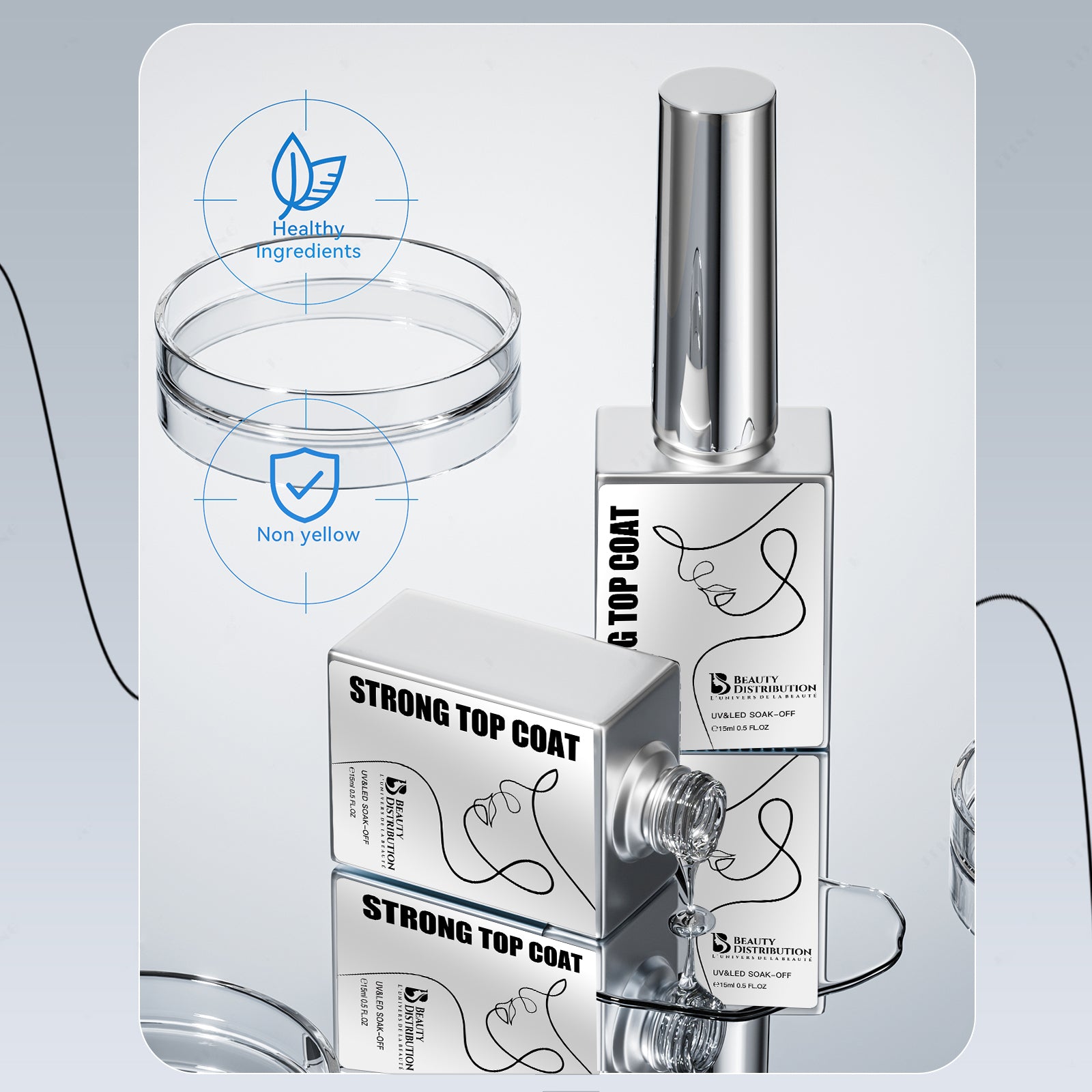 Strong Top Coat UV/LED Ultra Brillant sans résidu