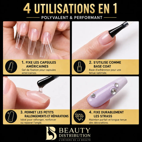 Gel Colle Capsules Américaines UV/LED 4-en-1 – Nail Glue Gel 15 ml Beauty Distribution