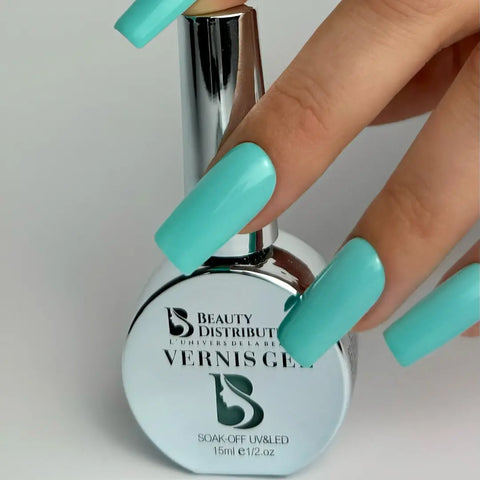 Vernis Semi-Permanent Gel UV LED 10ml – Teinte A004 Turquoise Pastel / Menthe Beauty Distribution
