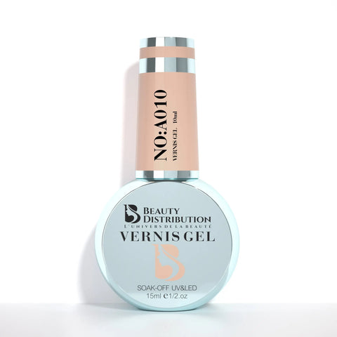 Vernis Semi-Permanent A010 – Pêche Abricot Pastel (10ml) – UV/LED Beauty Distribution