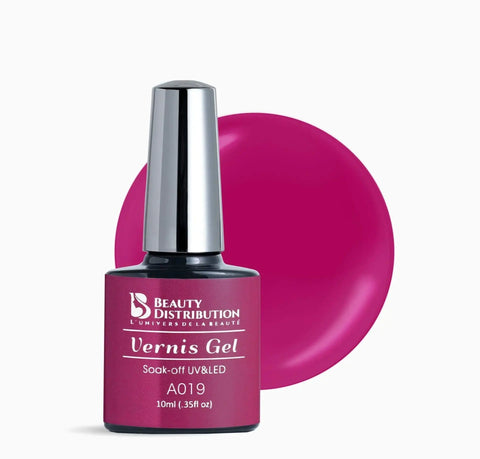 Vernis Semi-Permanent Gel UV LED 10ml – Teinte A019 Magenta Vibrant Baie Beauty Distribution