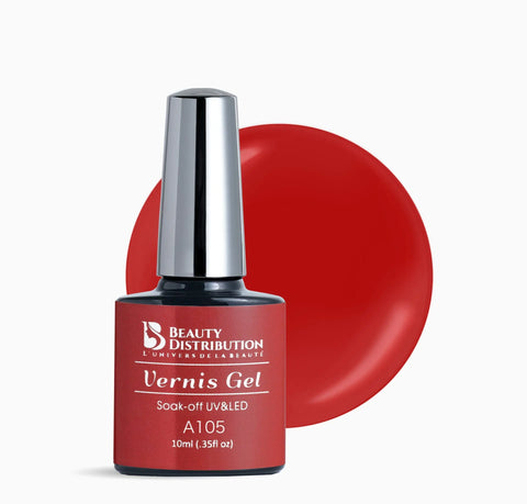 Vernis Gel Semi-Permanent A105 – L'Intensité du Rouge Carmin Beauty Distribution