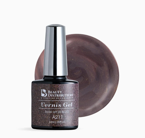 Vernis Semi-Permanent A211  Éclat Chocolat Scintillant - Beauty Distribution