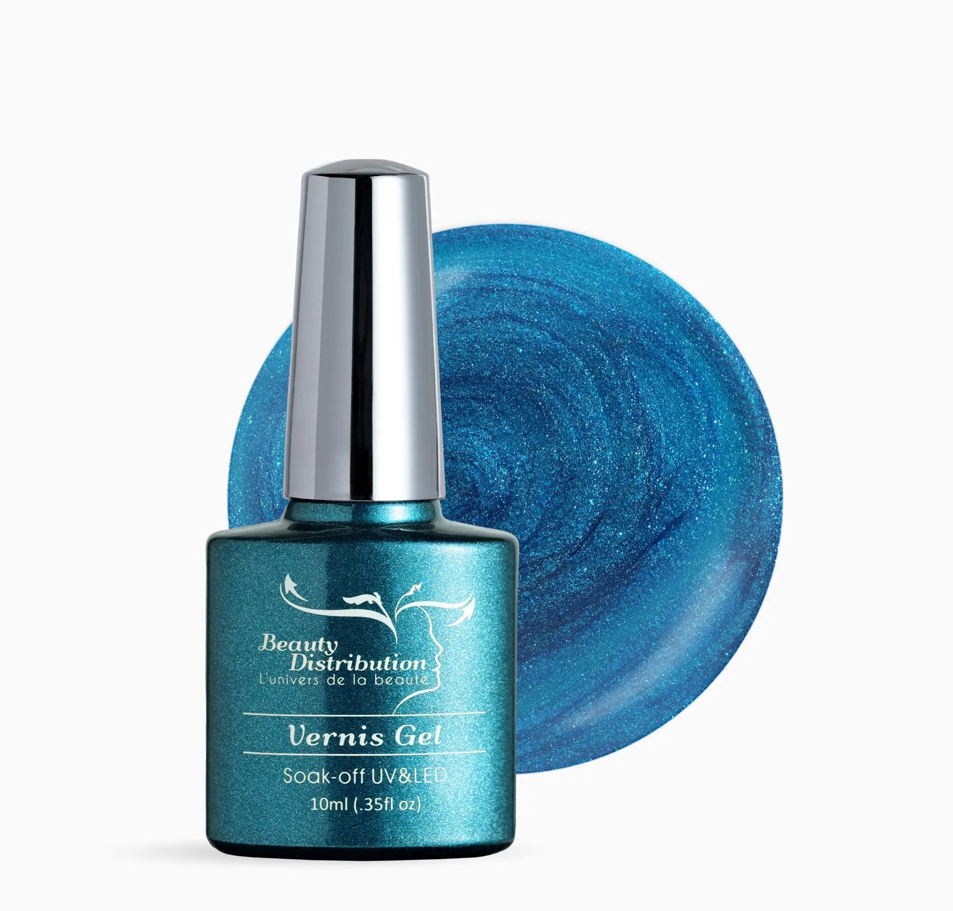 Vernis Semi-Permanent UV/LED A221 Bleu Lagon Pailleté  Beauty Distribution - Beauty Distribution