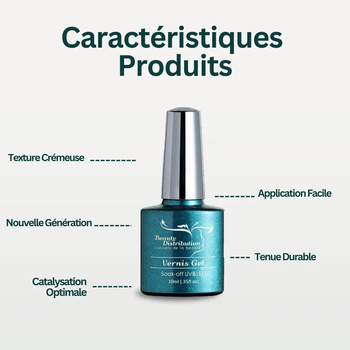 Vernis Semi-Permanent UV/LED A221 Bleu Lagon Pailleté  Beauty Distribution - Beauty Distribution