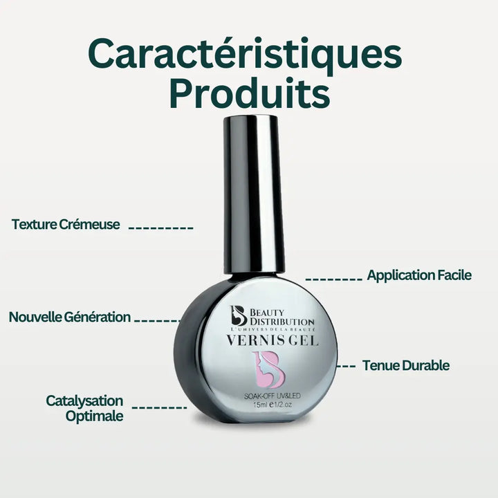 Vernis Semi-Permanent Gel UV/LED - Teinte A227 Rose Pastel Douceur (10ml) Beauty Distribution