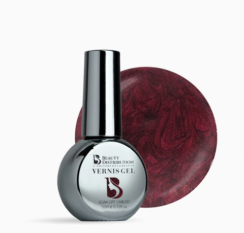 Vernis Semi-Permanent Gel UV LED 10ml – Teinte A256 Bordeaux Métallique Scintillant - Beauty Distribution