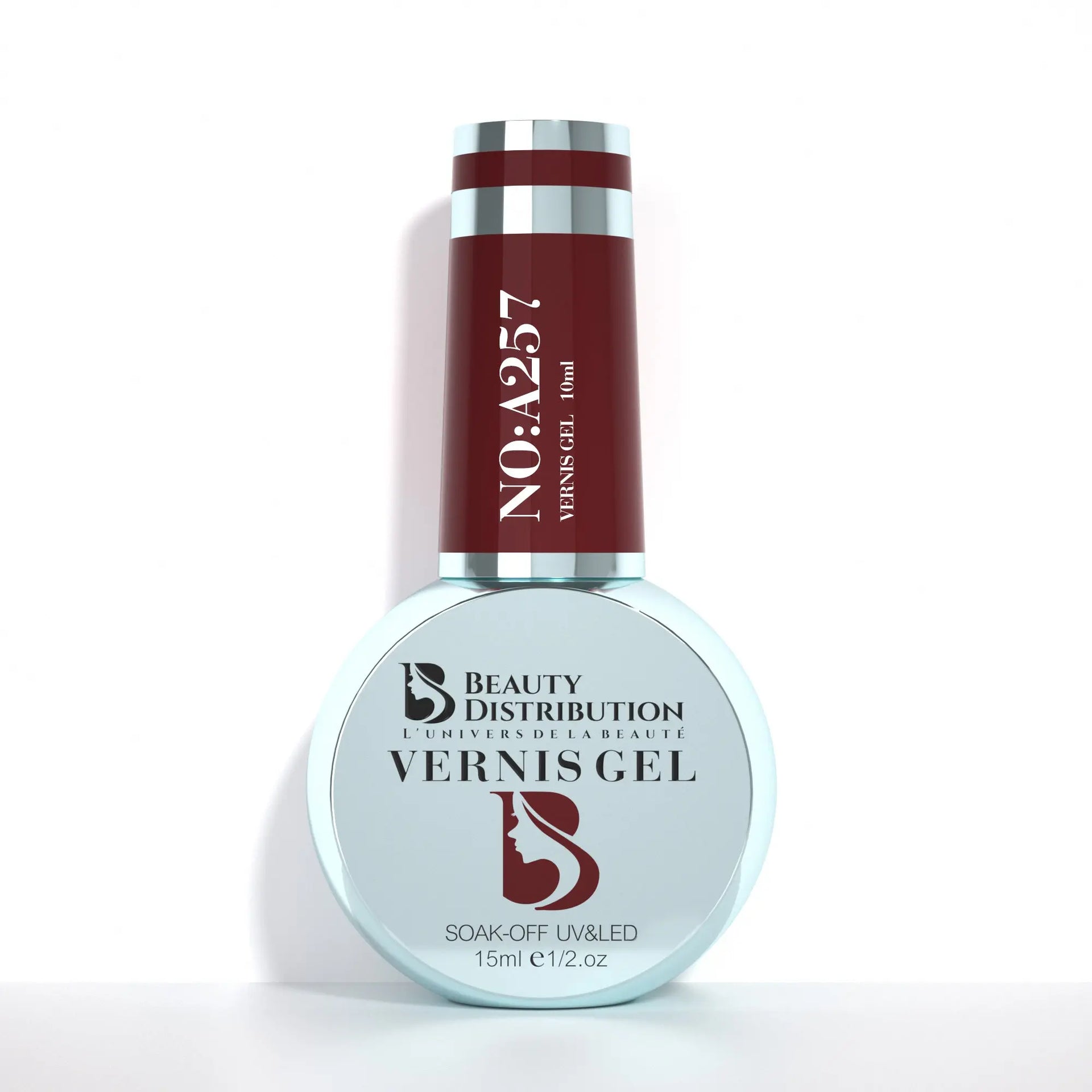 Vernis Semi-Permanent Gel UV LED 15ml – Teinte A257 Rouge Bordeaux Intense Beauty Distribution