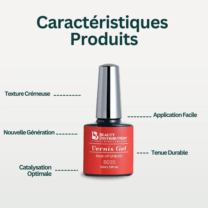 Vernis Semi-Permanent B035 – Rouge Coquelicot Vibran Beauty Distribution