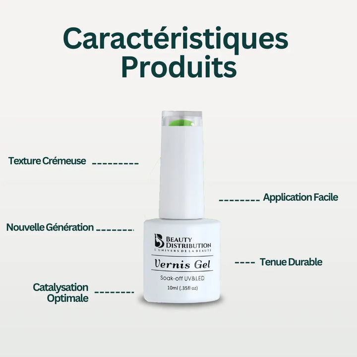 Vernis Semi-Permanent UV/LED B070 Vert Vif  Beauty Distribution 10ml Beauty Distribution