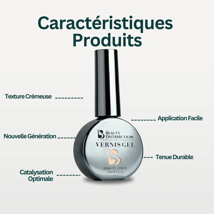 Vernis Semi-Permanent Gel UV/LED - Teinte B284 Nude Pêche Naturel (10ml) Beauty Distribution