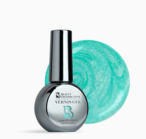 Vernis Semi-Permanent B463 – Vert Menthe Givré Scintillant Beauty Distribution