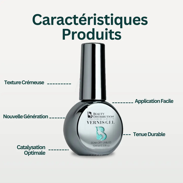 Vernis Semi-Permanent B463 – Vert Menthe Givré Scintillant Beauty Distribution
