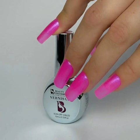 Vernis Semi-Permanent B468 Rose Néon Iridescent 10ml Beauty Distribution