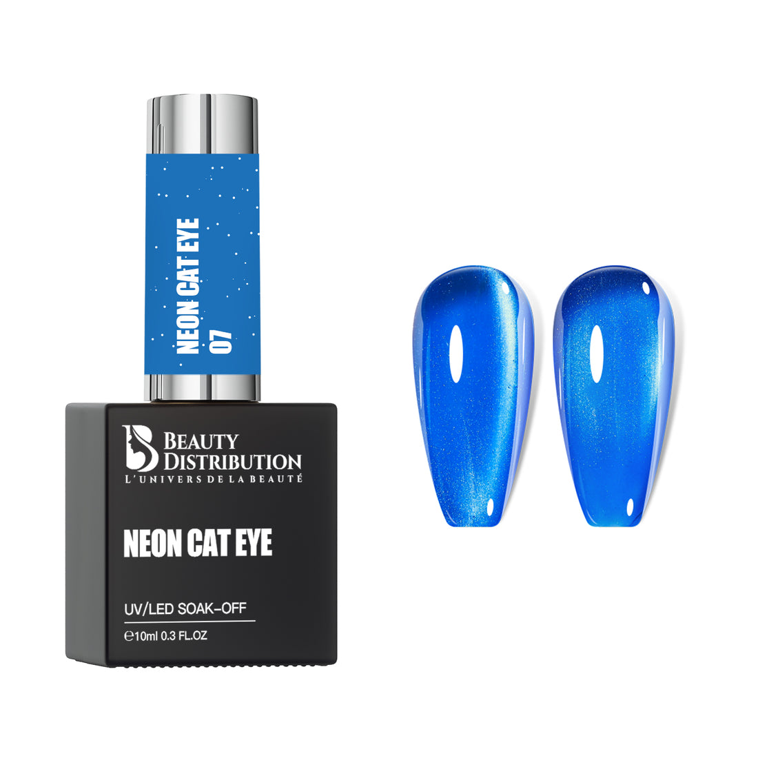 Gel Polish Neon Cat Eye Bleu Roi Intensité Magnétique 07