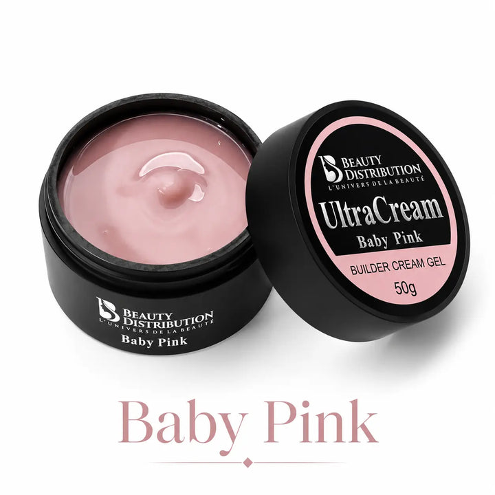 Gel de construction monophase Ultra Cream Baby Pink Beauty Distribution, gel UV LED rose nude sans limage pour chablon, popits, kapping et renforcement des ongles naturels

