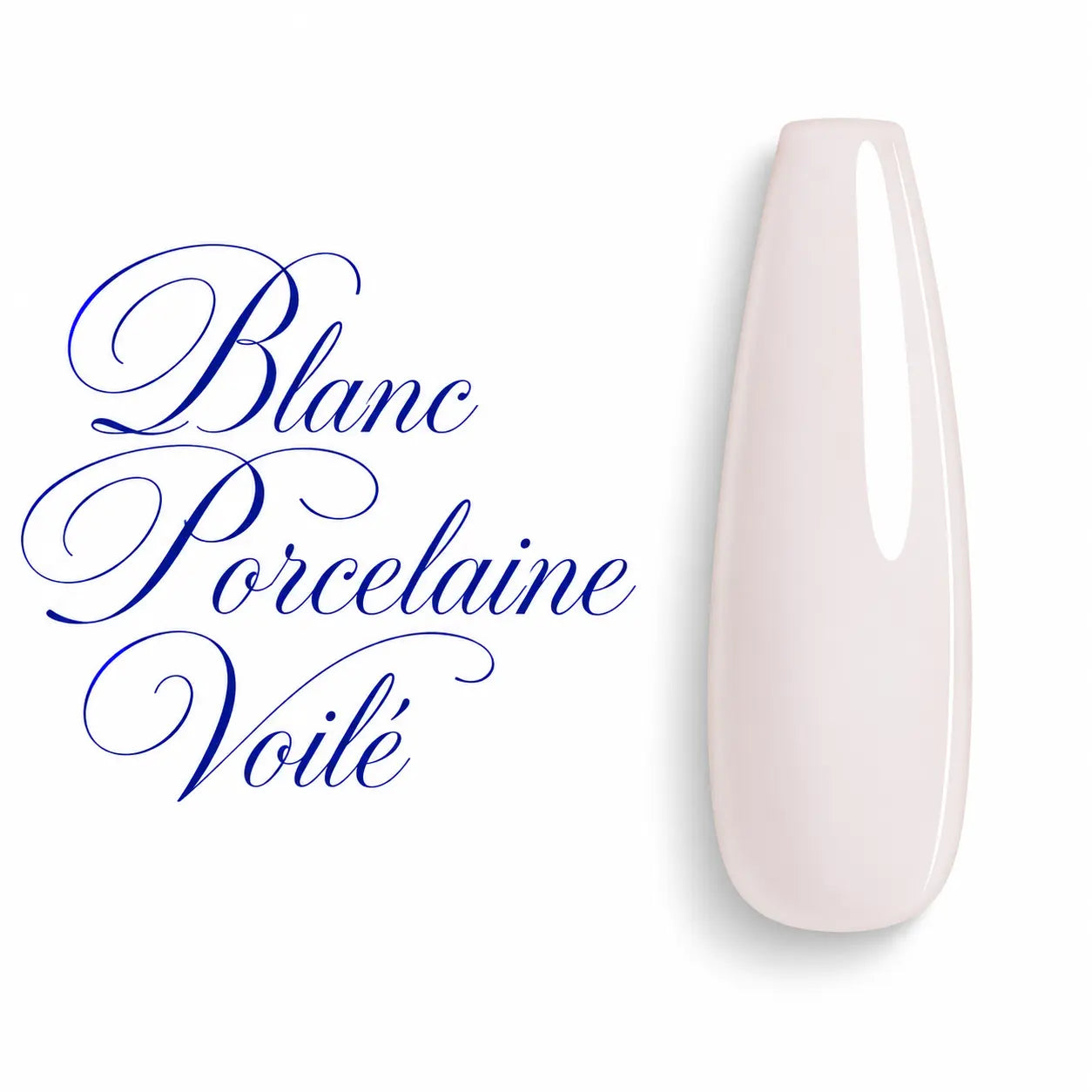 Blanc Porcelaine Voilé – Capsule de nuancier vernis gel UV LED blanc porcelaine rose laiteux pastel translucide, finition glossy ultra brillante. Échantillon couleur professionnel pour prothésiste ongulaire, idéal pour manucure, gainage, nail art, pose américaine, gel UV et vernis semi-permanent Beauty Distribution.