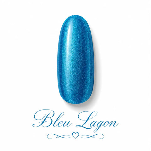 Vernis gel Bleu Lagon Beauty Distribution sur capsule, teinte bleu lagon brillante aux reflets turquoise et paillettes scintillantes, parfait pour des ongles élégants, glamour et une manucure professionnelle effet luxe.