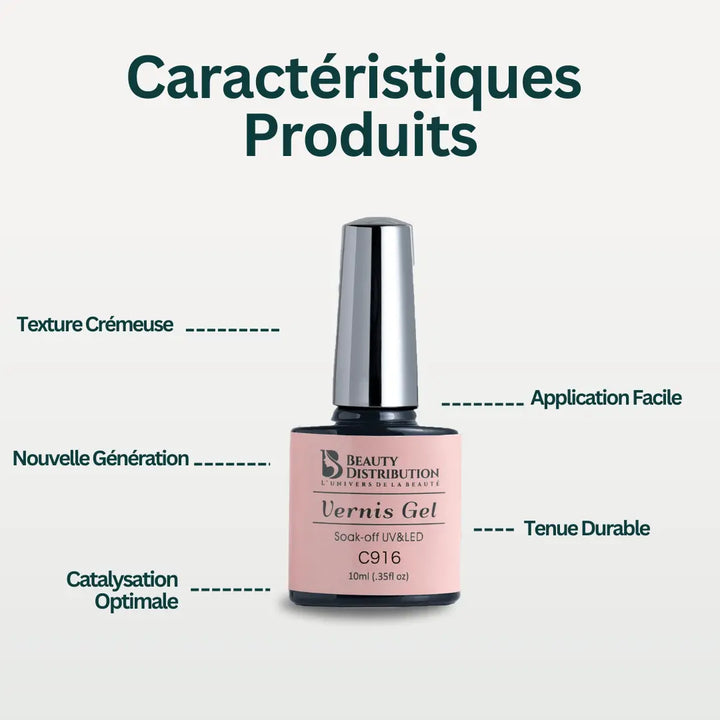 Vernis Semi-Permanent C916 – Rose Dragée Intemporel Beauty Distribution