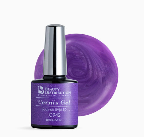 Vernis Semi-Permanent UV/LED C942 Violet Scintillant  Beauty Distribution Beauty Distribution