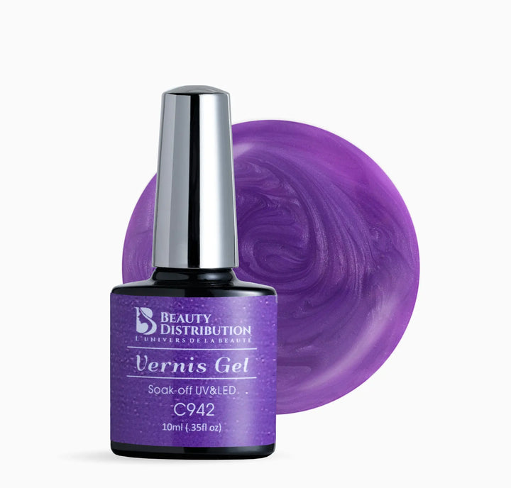 Vernis Semi-Permanent UV/LED C942 Violet Scintillant  Beauty Distribution Beauty Distribution