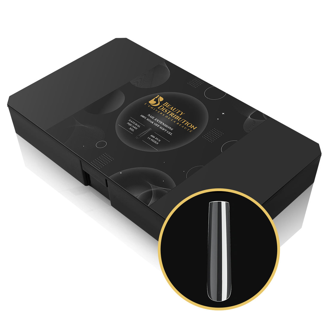 Capsules Prémium Ongles Gel Carrées XXL Courbure Prononcée - Kit Pro 600 pcs